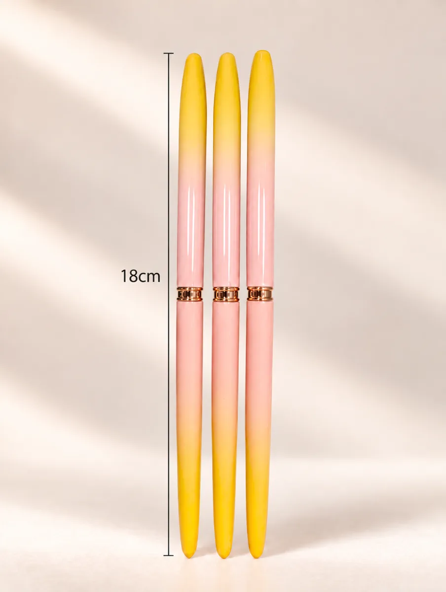 3'lü Kapaklı İnce Nail Art Detay Çizim ve French Fırça Seti Pembe LIN-005 görsel 2