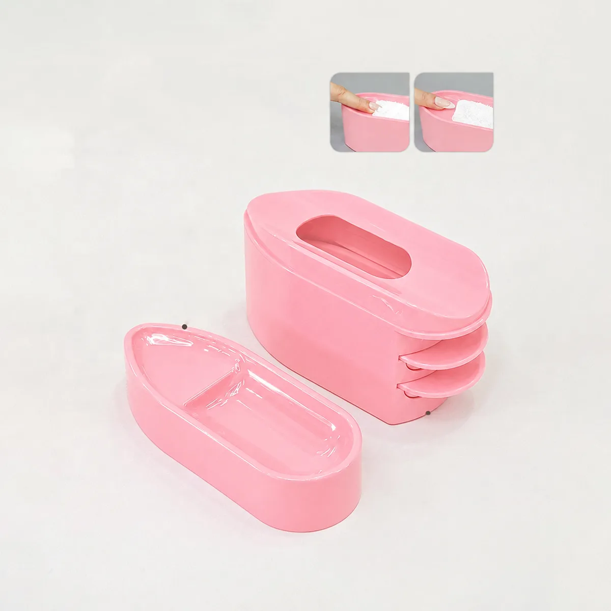 Plastik Nail Art Toz Toplama Kabı - 2'si 1 Arada Dip Powder Geri Kazanım Kabı görsel 2