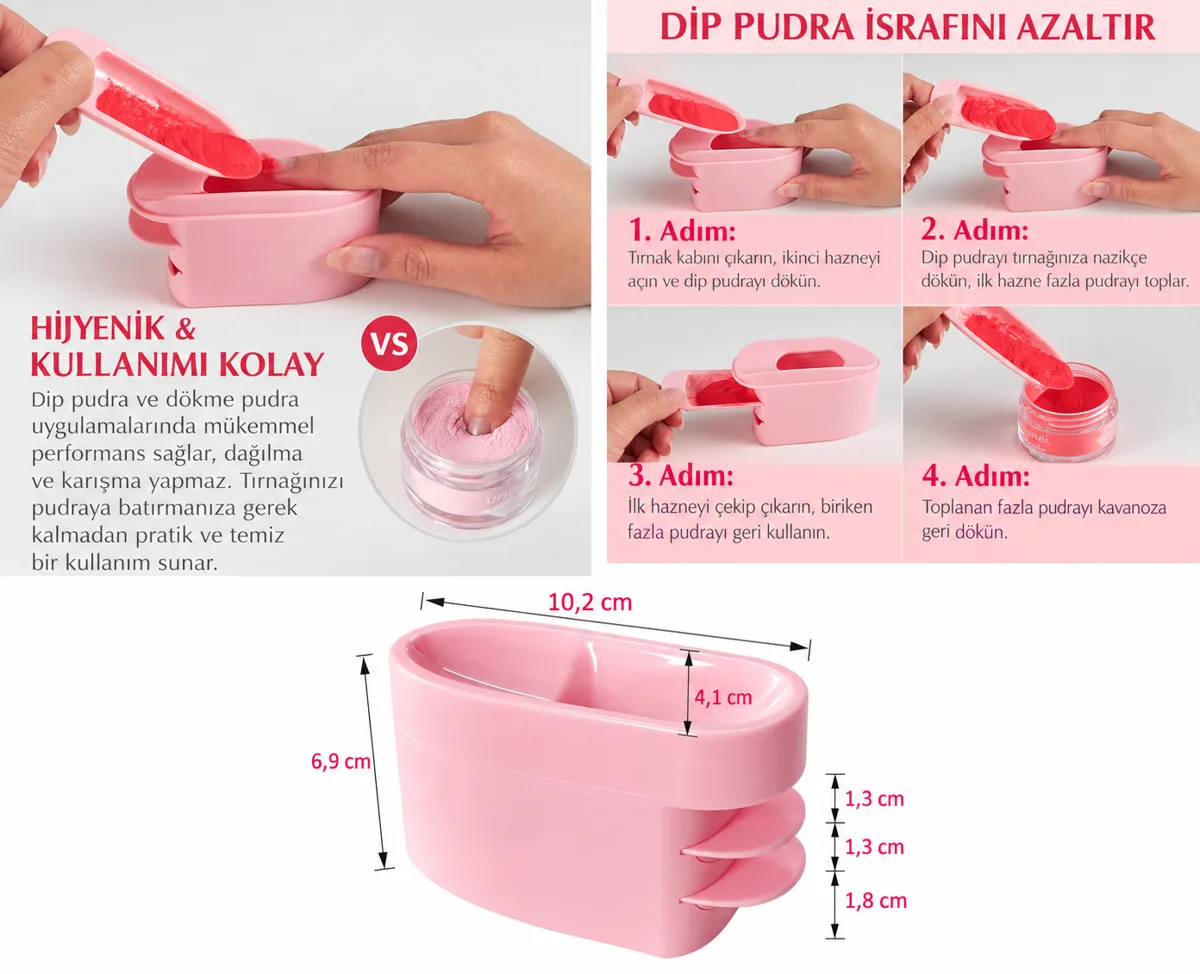 Plastik Nail Art Toz Toplama Kabı - 2'si 1 Arada Dip Powder Geri Kazanım Kabı görsel 3