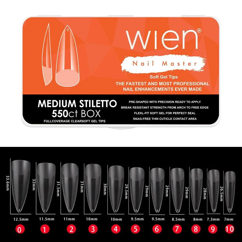 Yeni Nesil Protez Tırnak Jel Tips Soft Gel Tips Medium Stiletto 550 adet