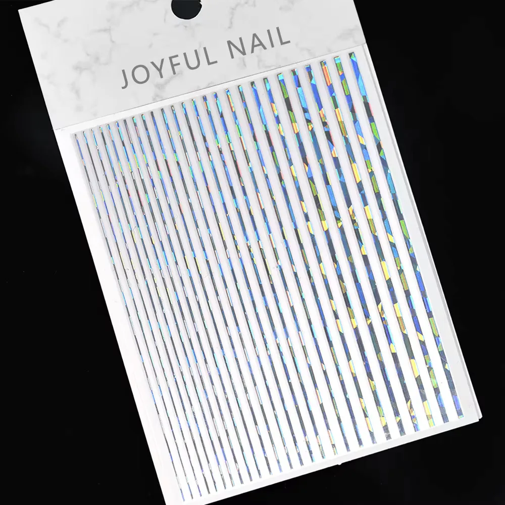 Parlak Gümüş Şerit Tırnak Sticker Şerit Tırnak Etiketi Nail Art görsel 2