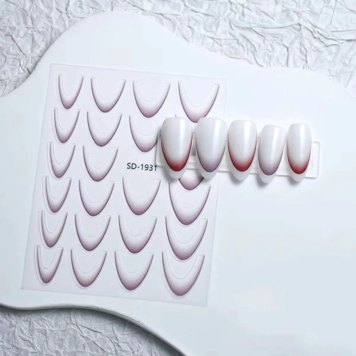 Ombre Efekt French Tırnak Sticker Lavanta Moru Nail Art SD-1931 görsel 2