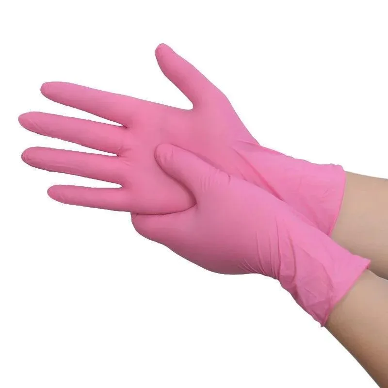 Pudrasız Pembe Nitril Eldiven Small HasPet 100lü görsel 2