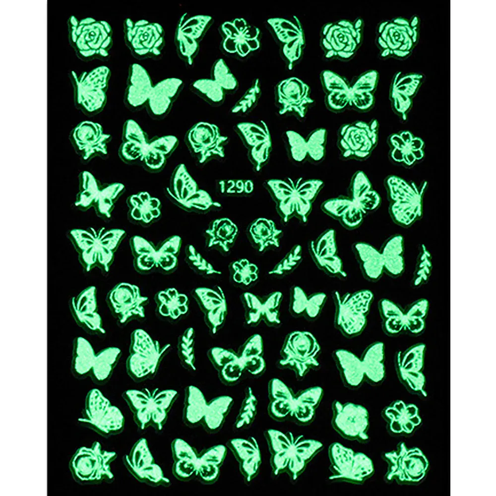Karanlıkta Parlayan Butterfly Tırnak Sticker Tırnak Etiketi Nail Art JO-1290
