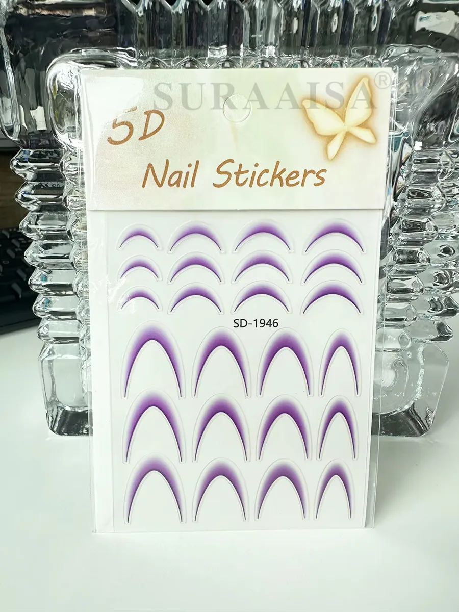 Ombre Efekt French Tırnak Sticker Lila Nail Art SD-1946 görsel 3