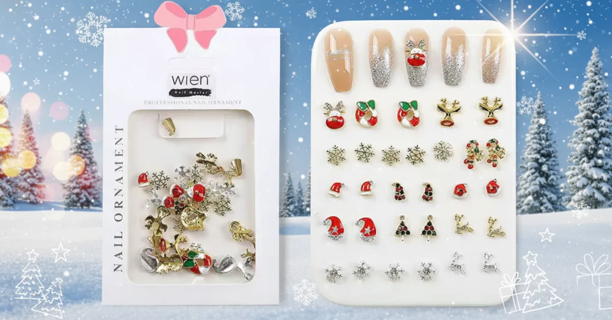 Yeni Yıl Tema Metal Tırnak Süsleme Charm Nail Art Charm Taşları WN-509 görsel 2