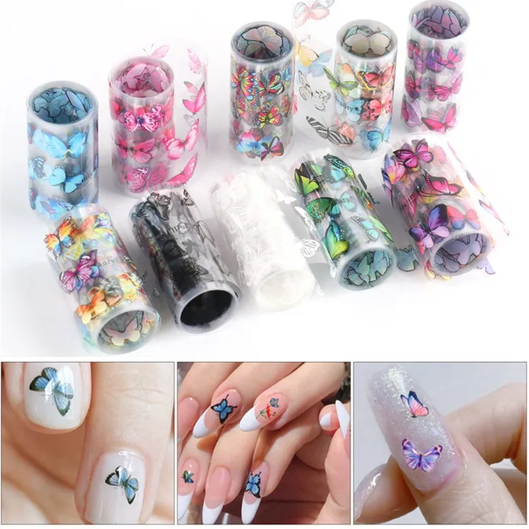 10lu Tırnak Süsleme Folyosu Kelebek Dizayn Nail Art Transfer Folyo görsel 2