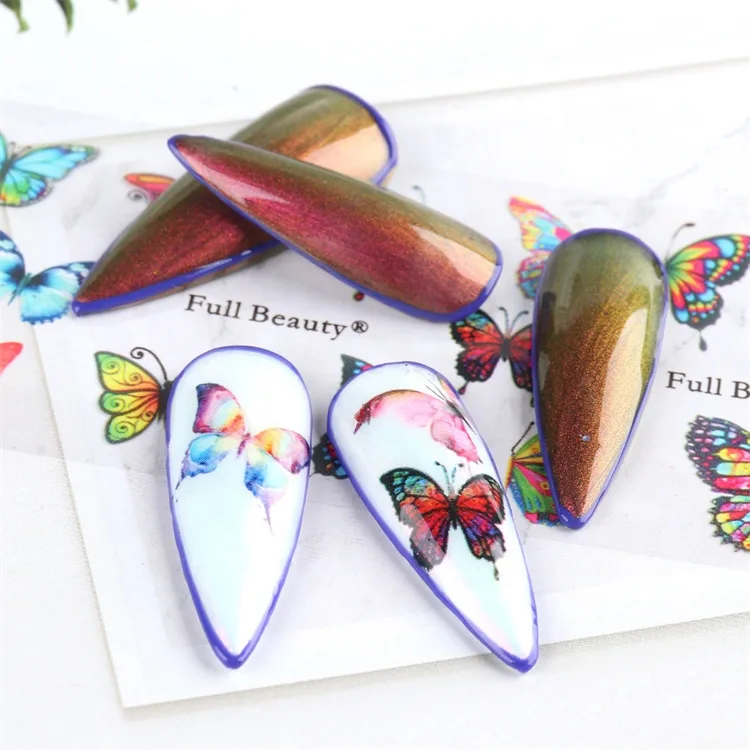 10lu Tırnak Süsleme Folyosu Kelebek Dizayn Nail Art Transfer Folyo görsel 3