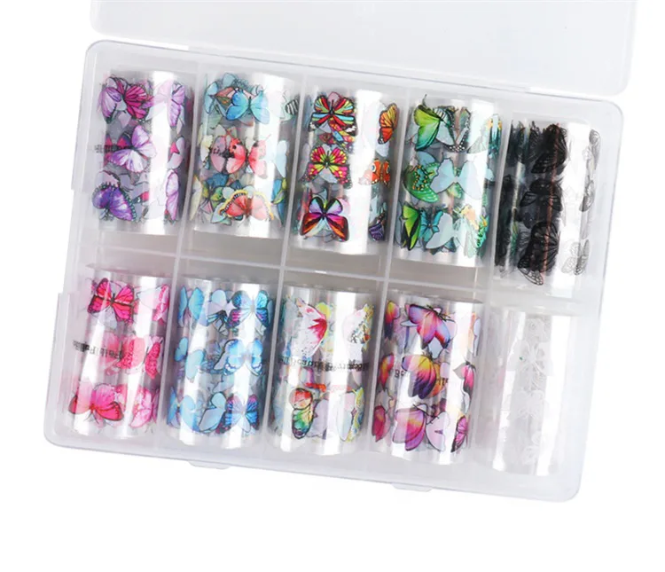 10lu Tırnak Süsleme Folyosu Kelebek Dizayn Nail Art Transfer Folyo görsel 4