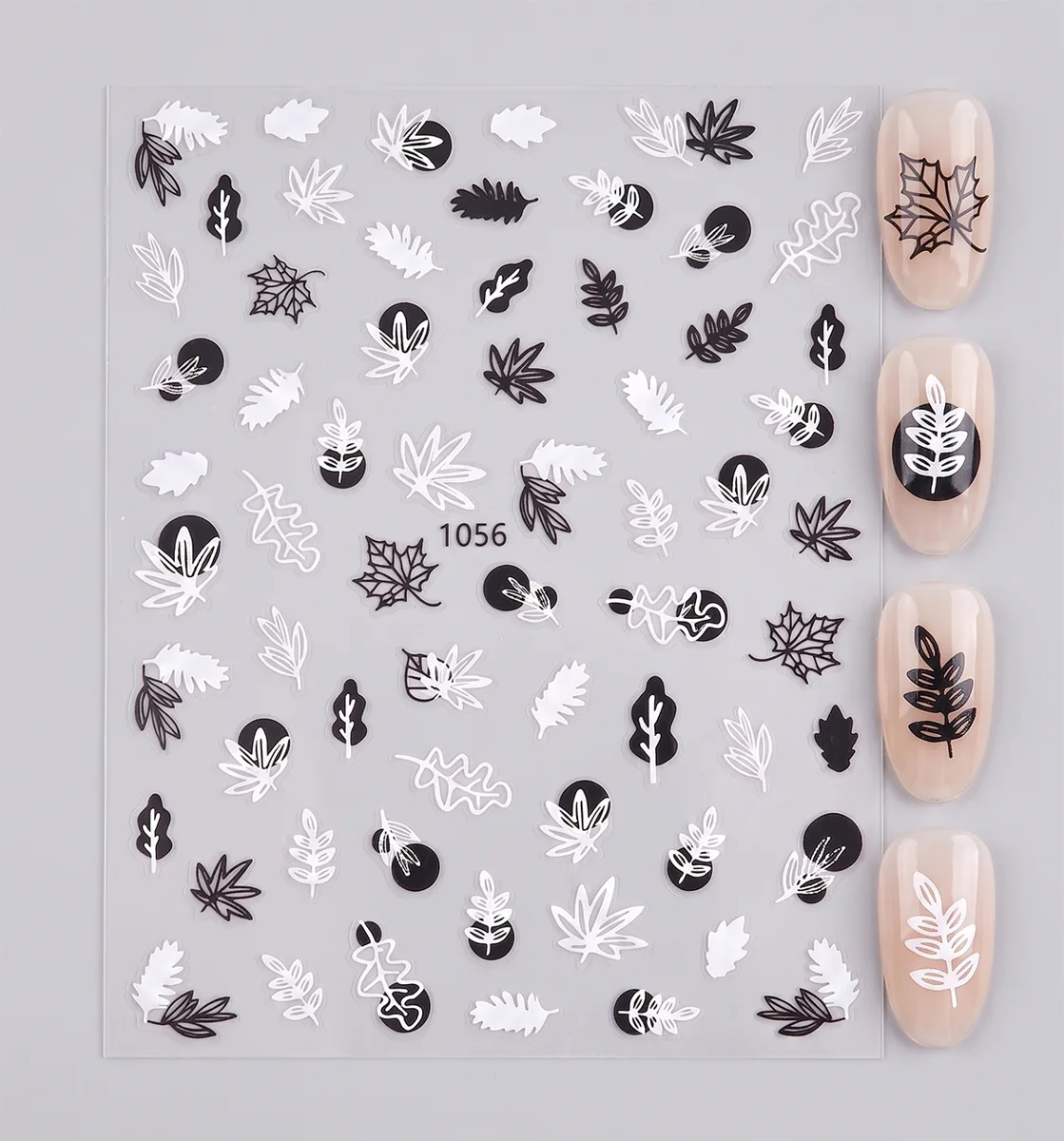 Siyah Beyaz Yaprak Dizayn Tırnak Sticker Tırnak Etiketi Nail Art JO-1056W