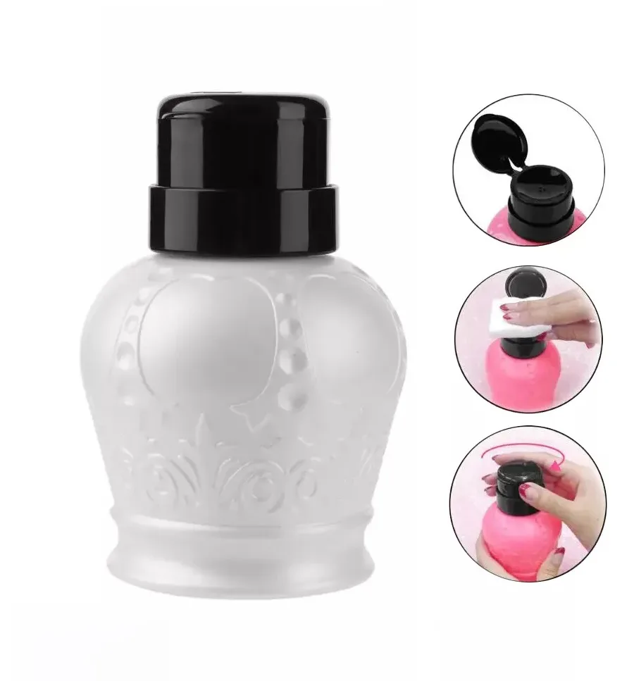 Desenli Pompalı Sıvı Şişesi Aseton Cleanser Şişesi Gri 250ml