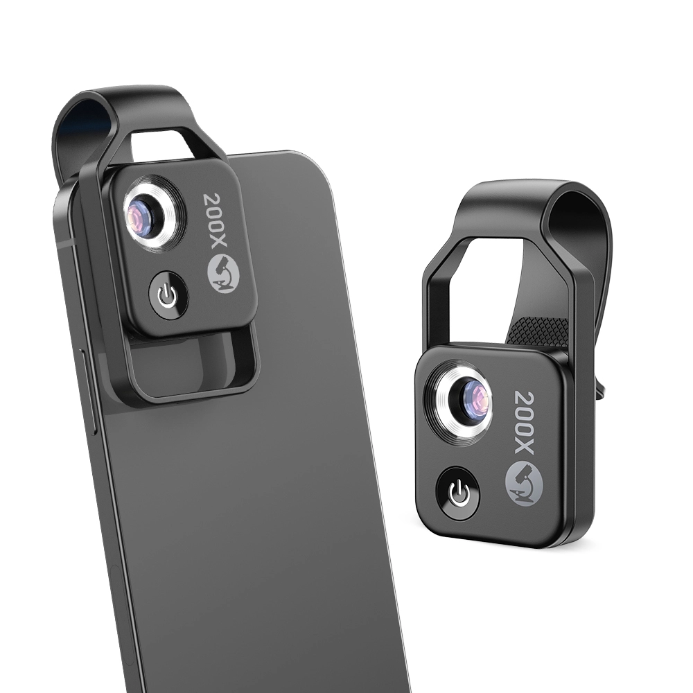 Apexel 200x Büyütmeli Mobil Mikroskop Telefon Lensi LED Işıklı Portatif Tak Çalıştır Polarize Filtreli