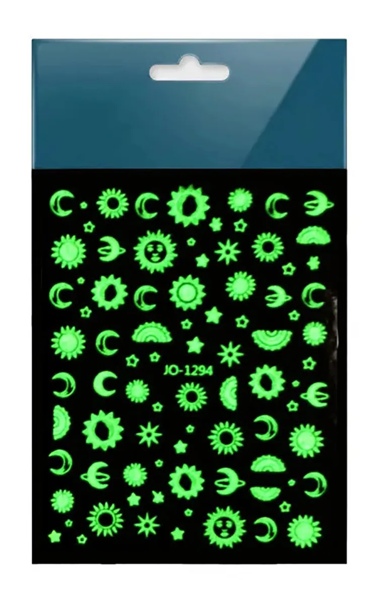 Karanlıkta Parlayan Ay Güneş Yıldız Tırnak Sticker Tırnak Etiketi Nail Art JO-1294