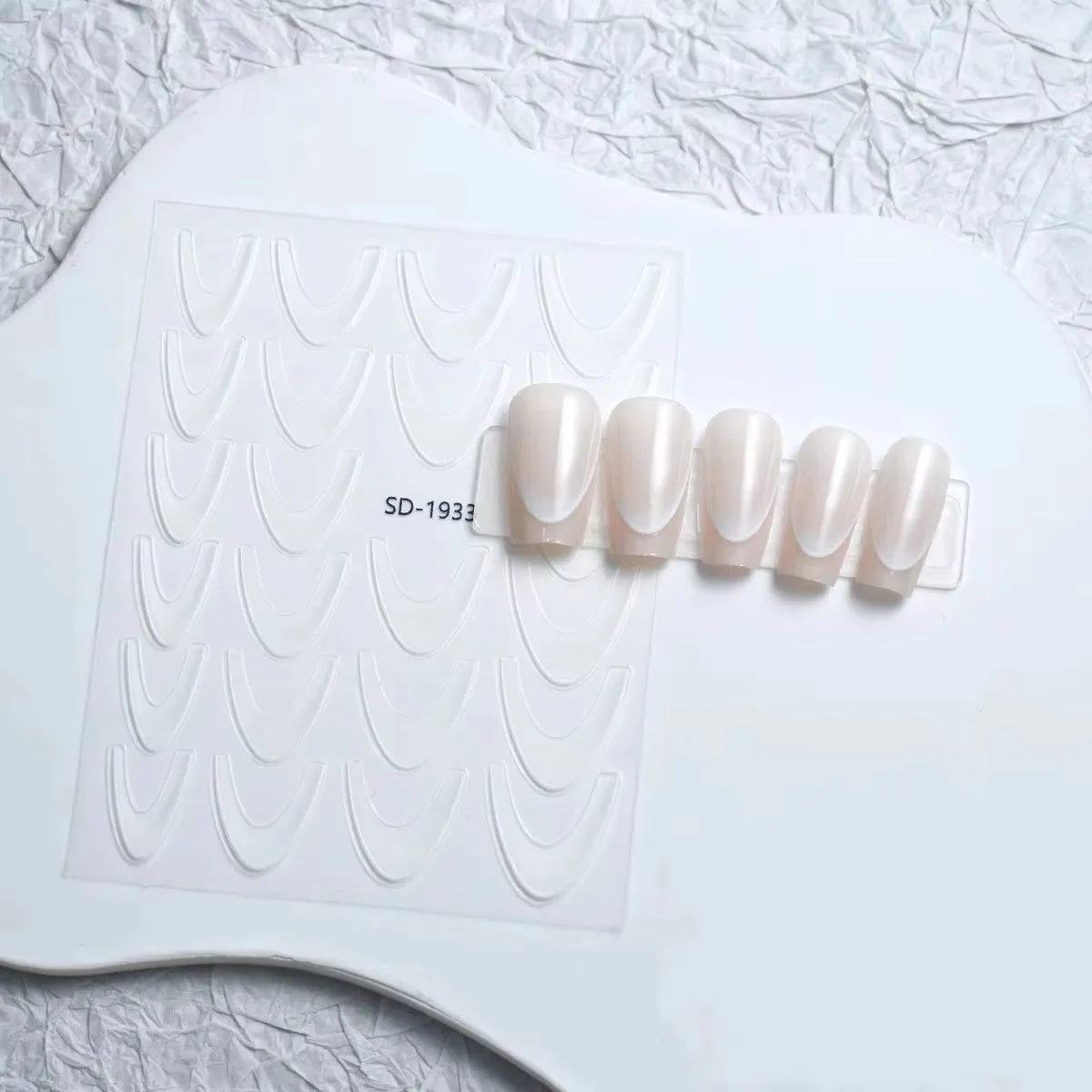 Ombre Efekt French Tırnak Sticker Beyaz Nail Art SD-1933 görsel 2