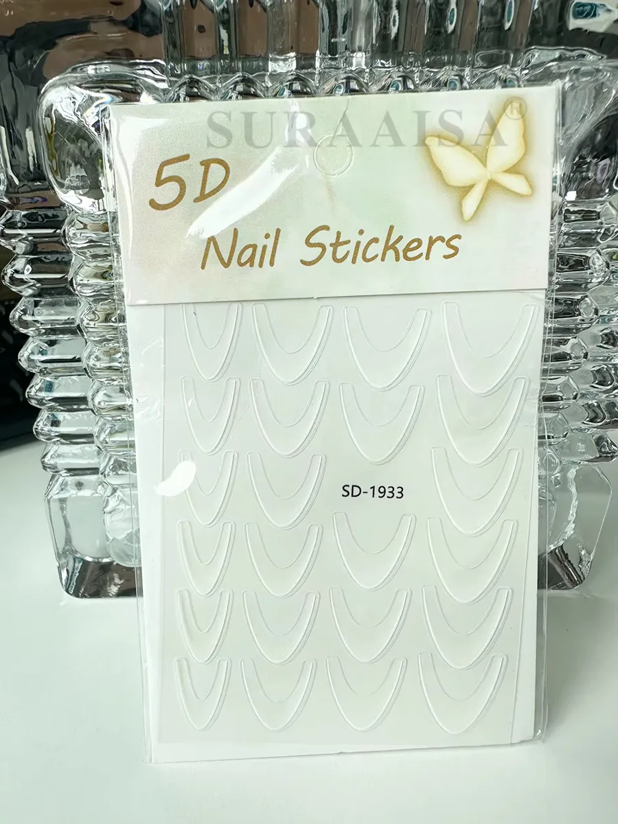 Ombre Efekt French Tırnak Sticker Beyaz Nail Art SD-1933 görsel 3