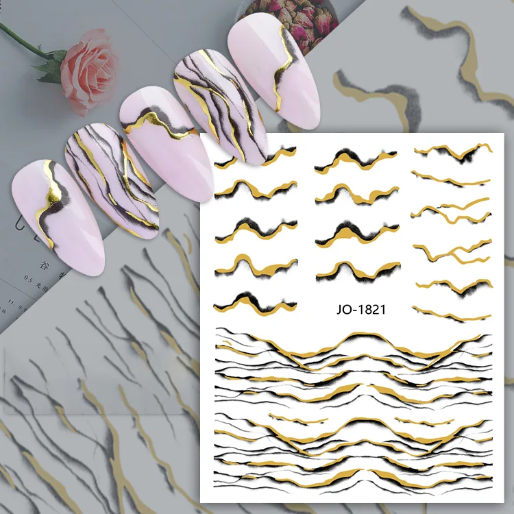 Parlak Gold Şerit Tırnak Sticker Şerit Tırnak Etiketi Nail Art 1821