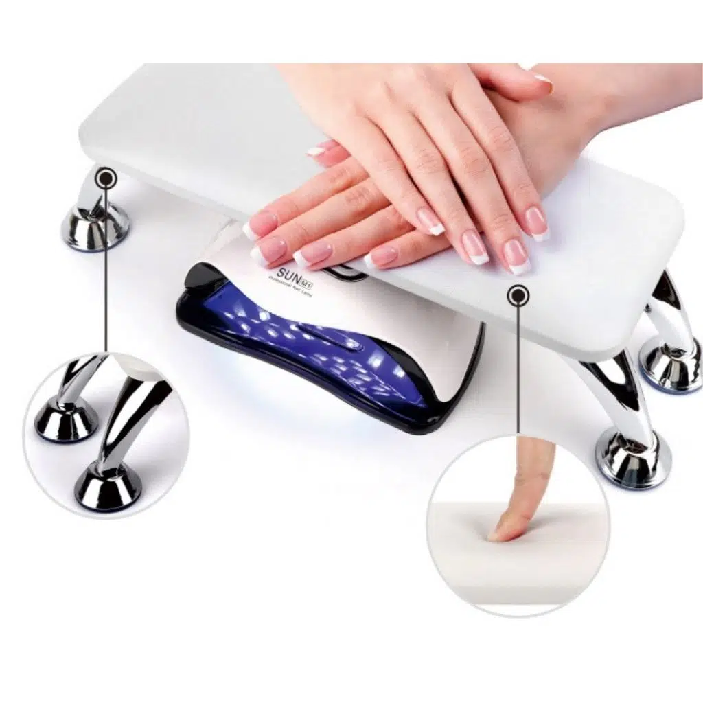 Metal Ayaklı Ergonomik Manikür Sehpası Beyaz Manikür Kol Desteği H11W