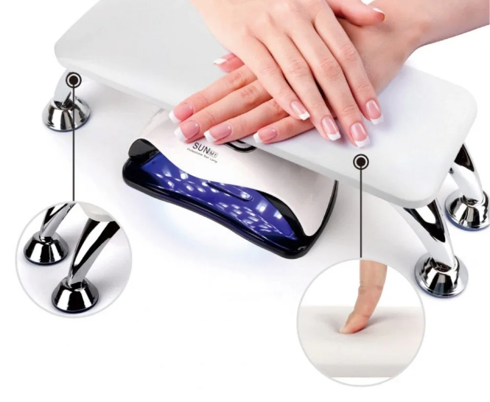 Metal Ayaklı Ergonomik Manikür Sehpası Beyaz Manikür Kol Desteği H11W