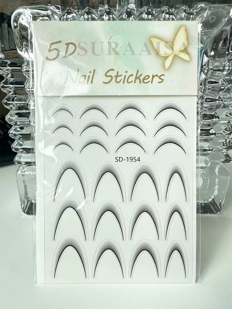 Ombre Efekt French Tırnak Sticker Siyah Nail Art SD-1954 görsel 3