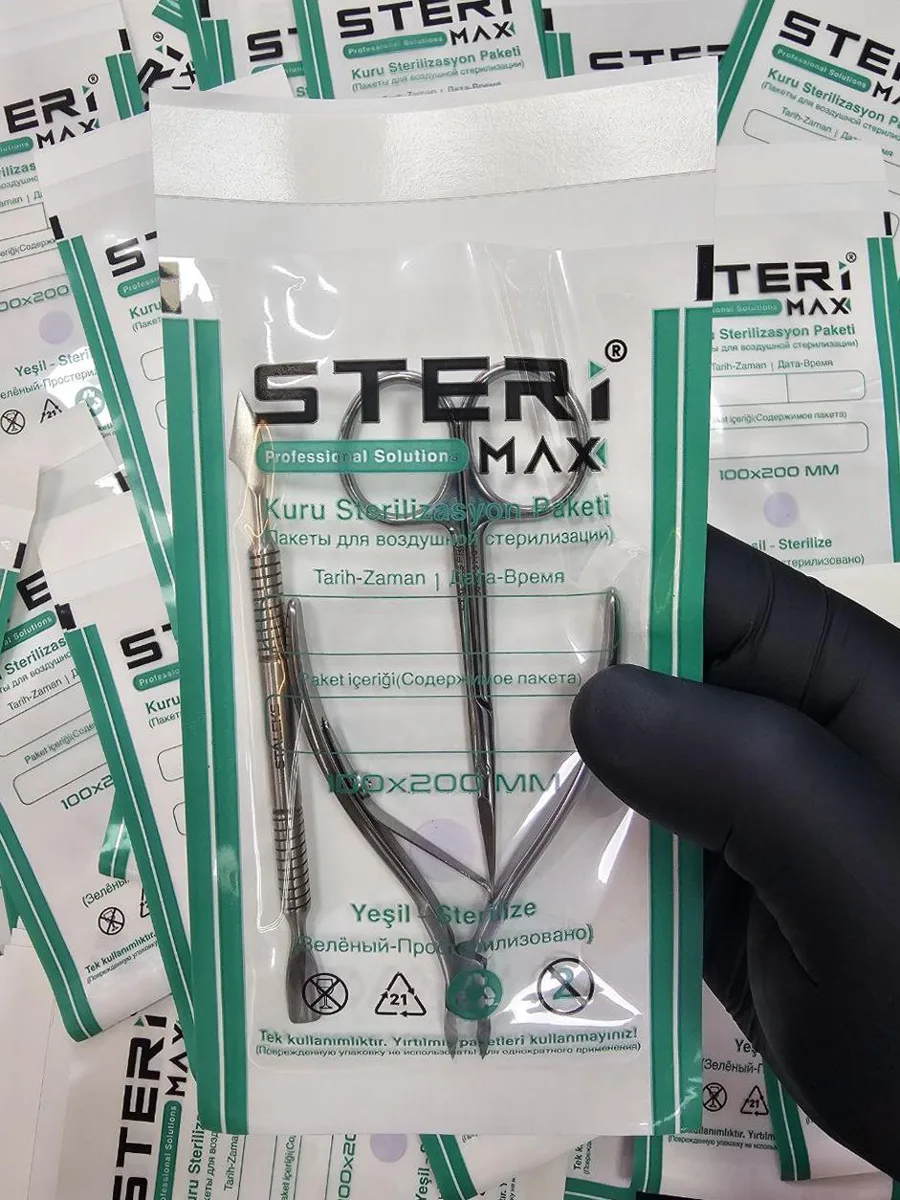 Şeffaf Kuru Hava Sterilizasyon Zarfı - İndikatörlü Sterilizasyon Kraft Paketi 100x200mm (100) Adet görsel 2