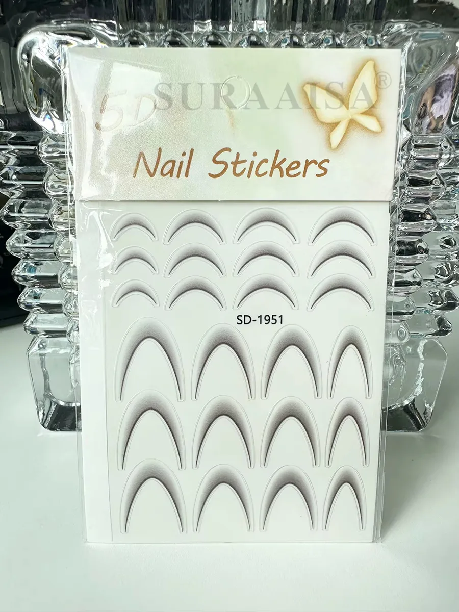 Ombre Efekt French Tırnak Sticker Koyu Bej Nail Art SD-1951 görsel 3