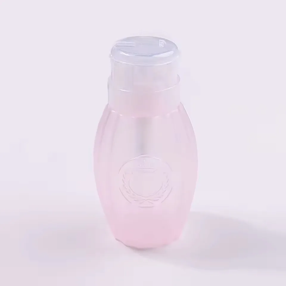 Desenli Pompalı Sıvı Şişesi Aseton Cleanser Şişesi Pembe 200ml görsel 2