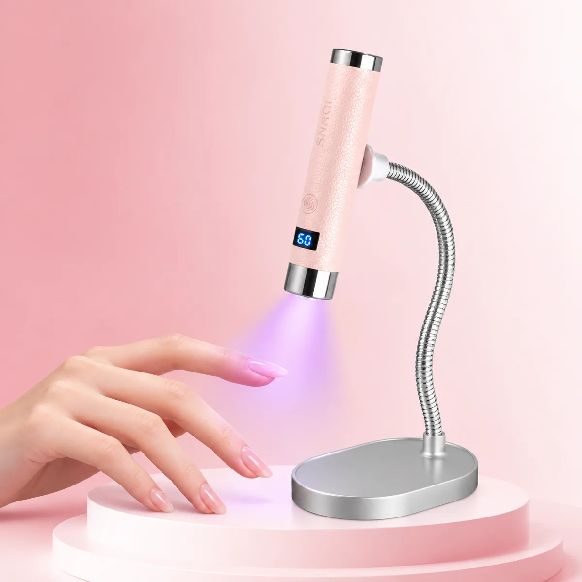 G1 Sensörlü Mini Ai Uv Led Lamba Manyetik Standlı Manikür Tırnak Kurutucu Pembe 5w