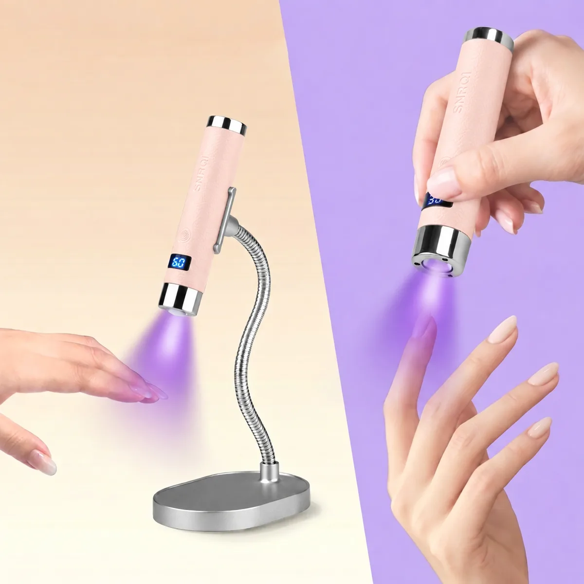 G1 Sensörlü Mini Ai Uv Led Lamba Manyetik Standlı Manikür Tırnak Kurutucu Pembe 5w görsel 2