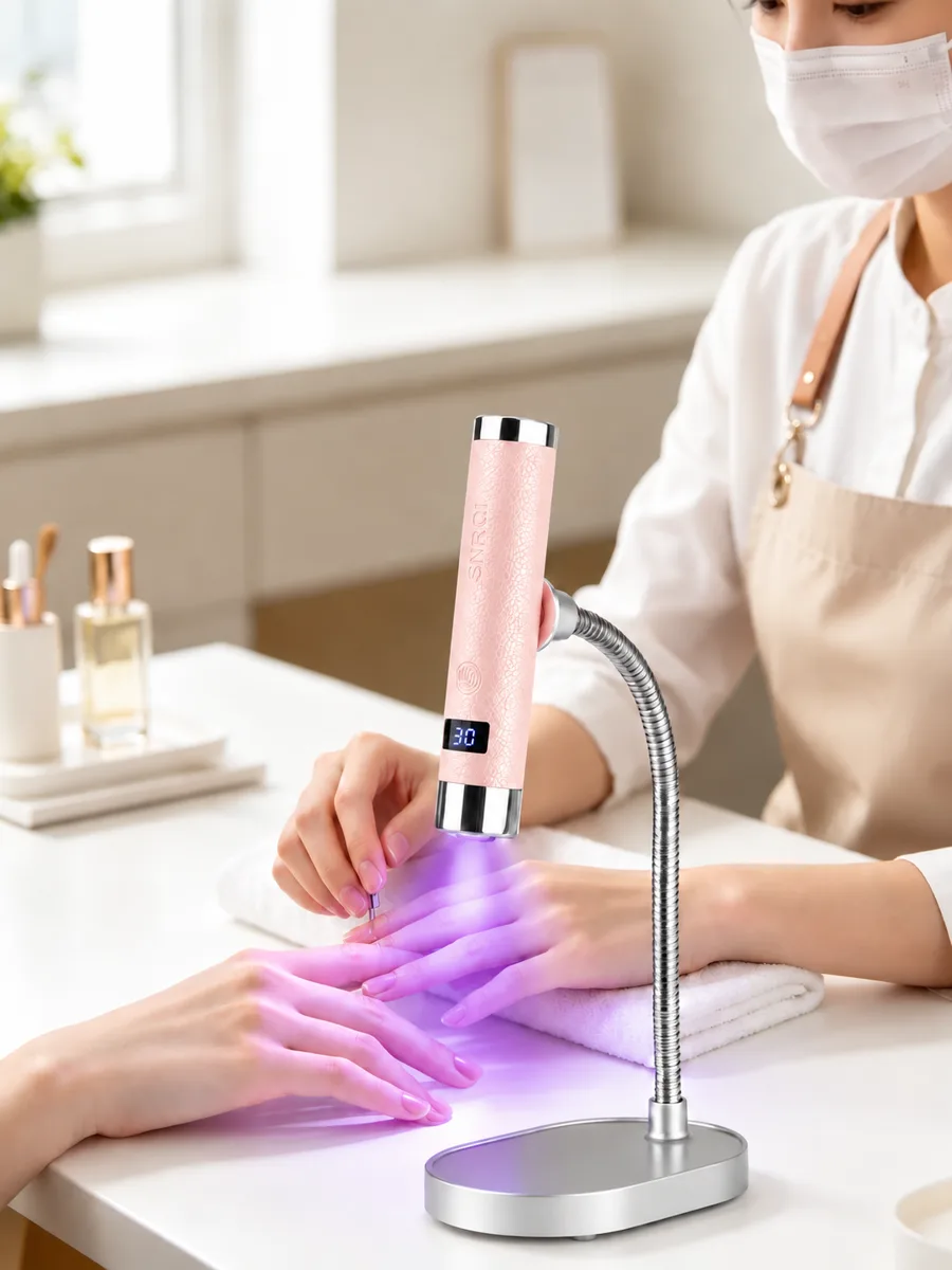 G1 Sensörlü Mini Ai Uv Led Lamba Manyetik Standlı Manikür Tırnak Kurutucu Pembe 5w görsel 3