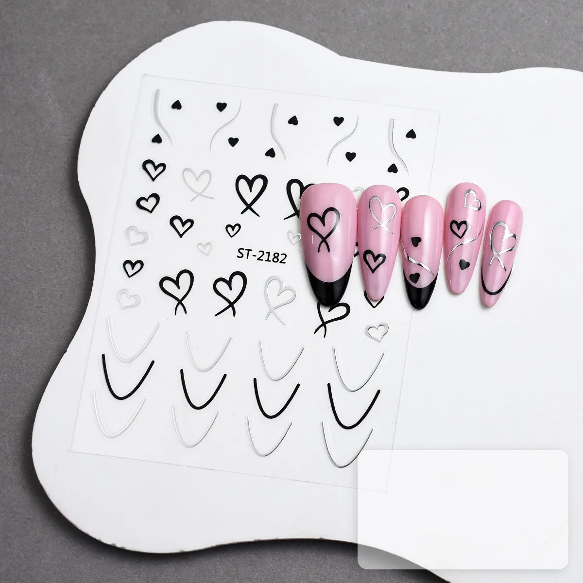 Gümüş Kalp Tırnak Sticker Kalp Tırnak Etiketi Nail Art 2182S