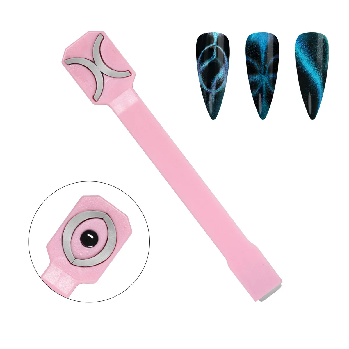 3’ü 1 Arada Dairesel Efektli Pembe Kedi Gözü Kalıcı Oje Mıknatısı Cat Eye Magnet WDCAT03 görsel 2