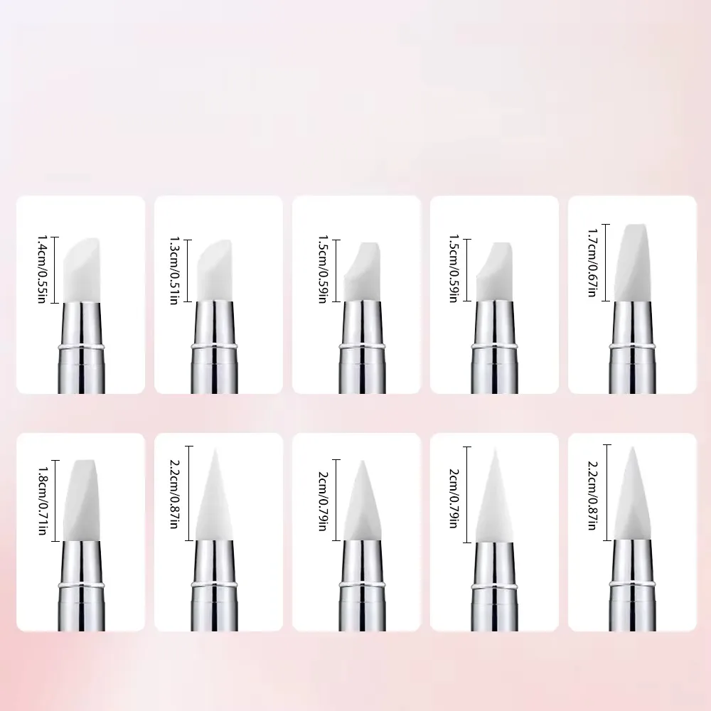 5li Çift Uçlu Silikon Nail Art Dot Kalem Seti Heykel Kalem Seti Pembe görsel 6