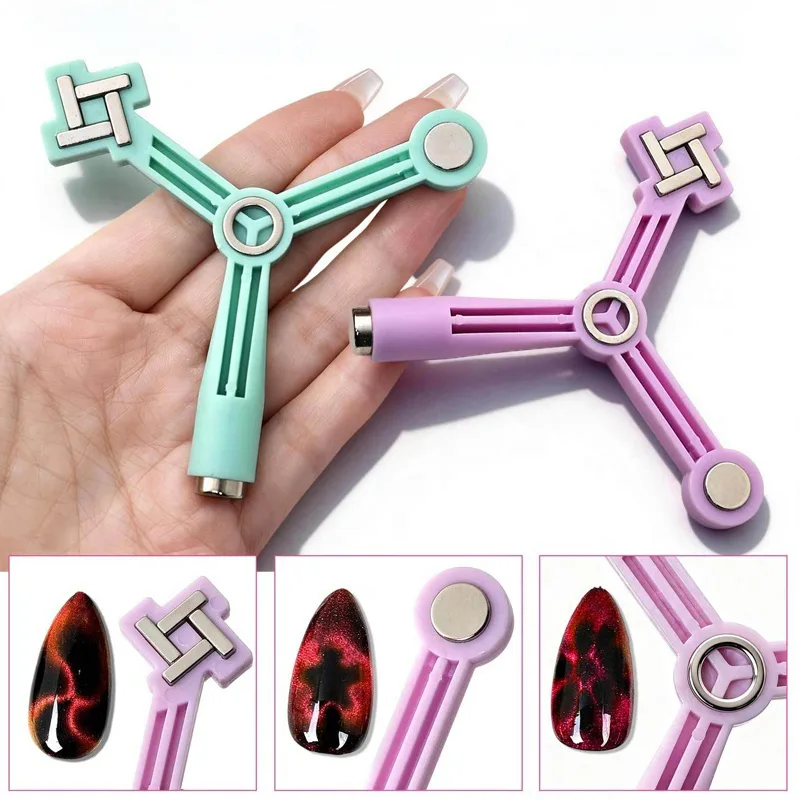 4'ü Bir Arada Dalga ve Çiçek Efekt Çok Fonksiyonlu Kedi Gözü Oje Mıknatısı Cat Eye Magnet Pembe 3KCAT01 görsel 3