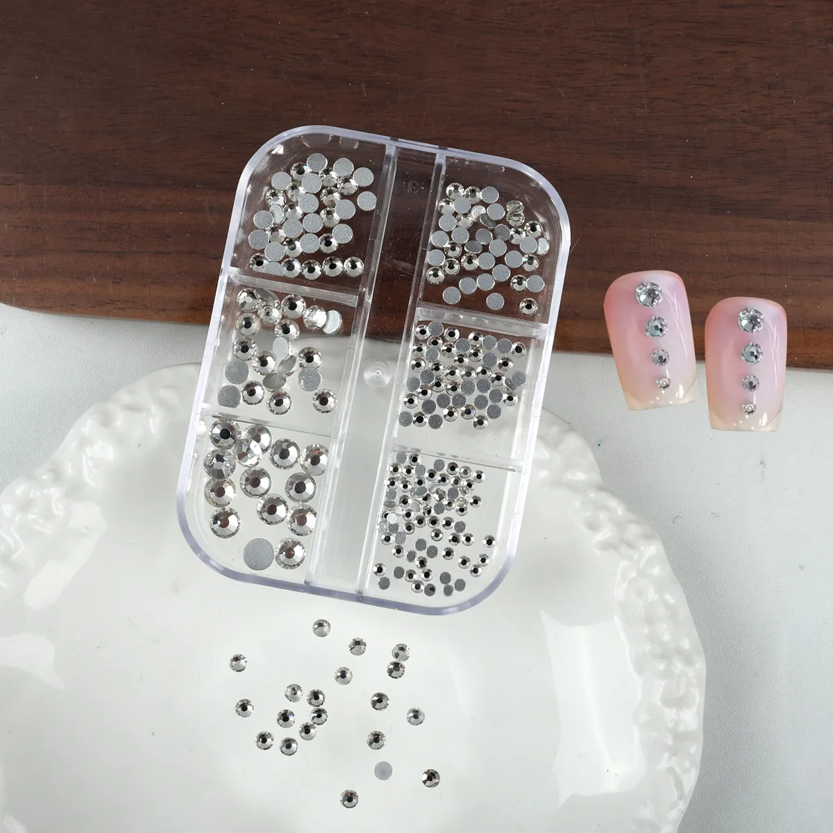 6lı Parlak Kristal Görünümlü Tırnak Süsleme Taşları 6 Boy Nail Art Süsleme Taşları WN-518 görsel 2