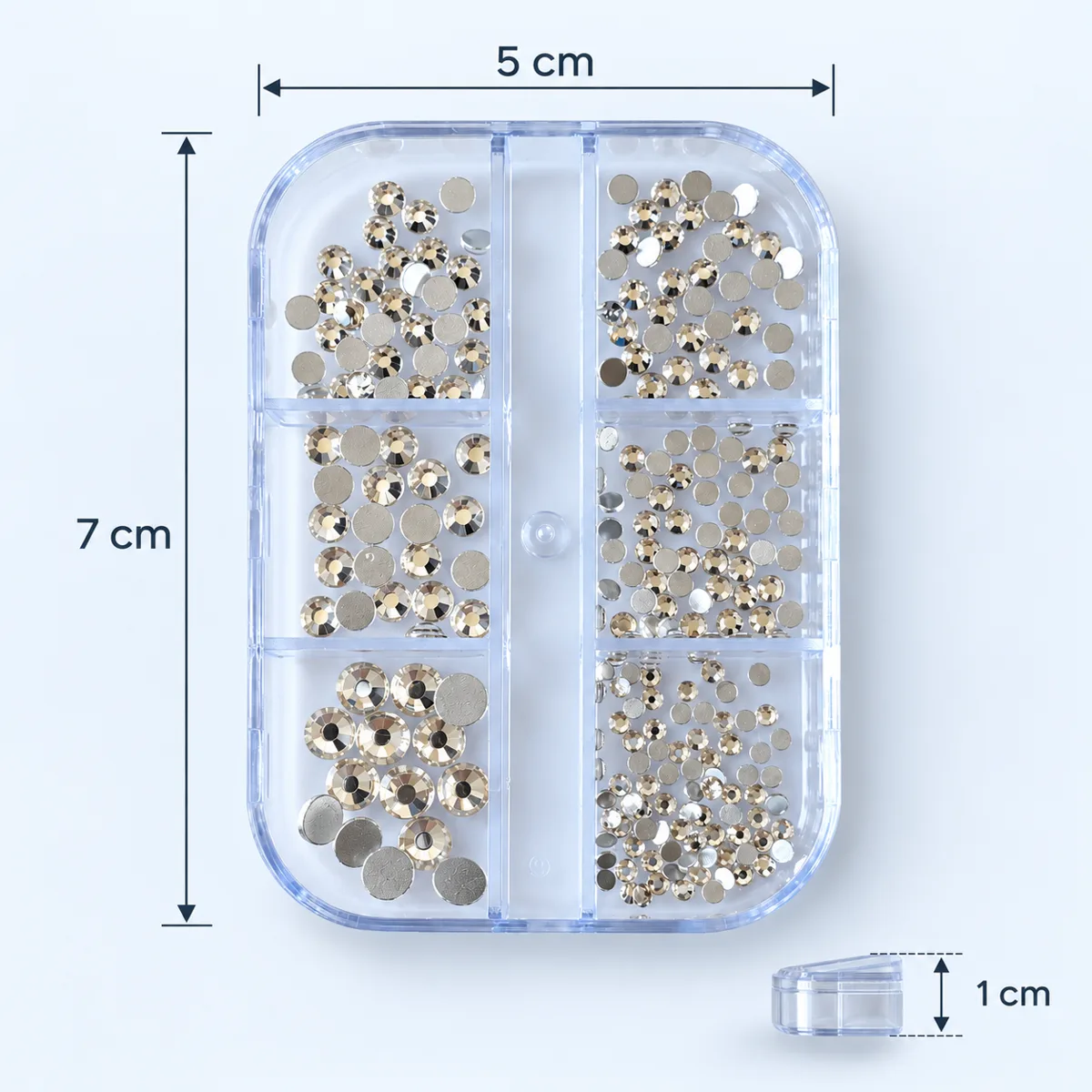 6lı Parlak Kristal Görünümlü Tırnak Süsleme Taşları 6 Boy Nail Art Süsleme Taşları WN-518 görsel 3