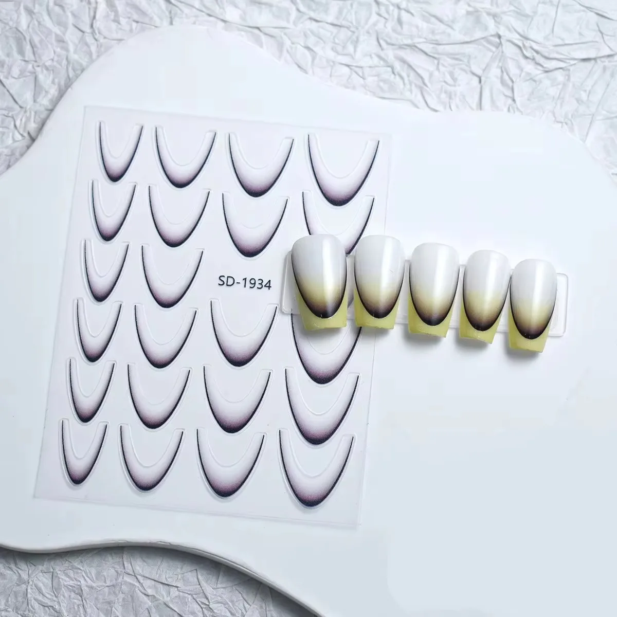 Ombre Efekt French Tırnak Sticker Siyah Nail Art SD-1934 görsel 2