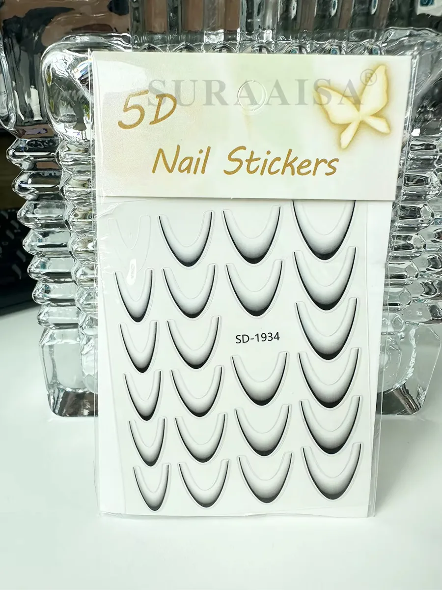 Ombre Efekt French Tırnak Sticker Siyah Nail Art SD-1934 görsel 3