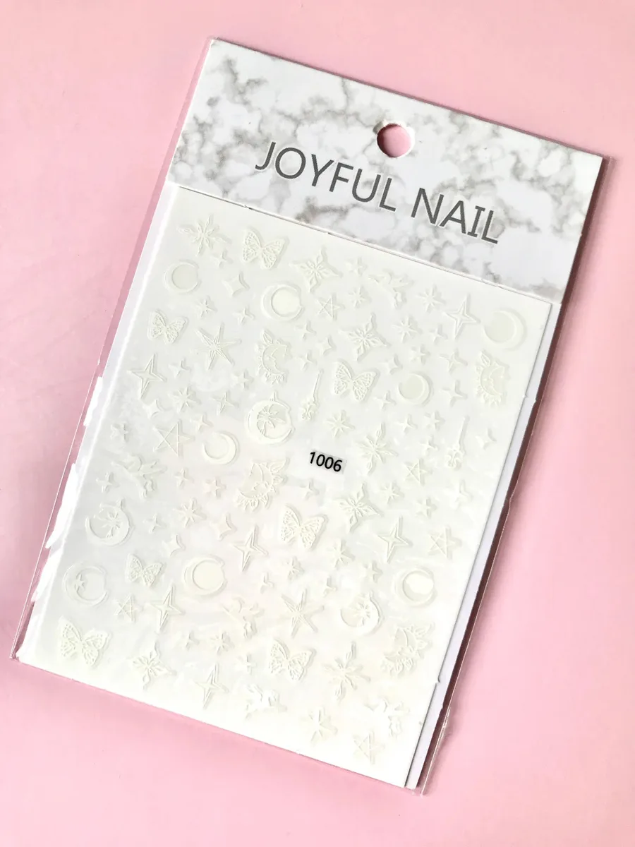 Beyaz Ay Yıldız Dizayn Tırnak Sticker Tırnak Etiketi Nail Art JO-1006 görsel 2