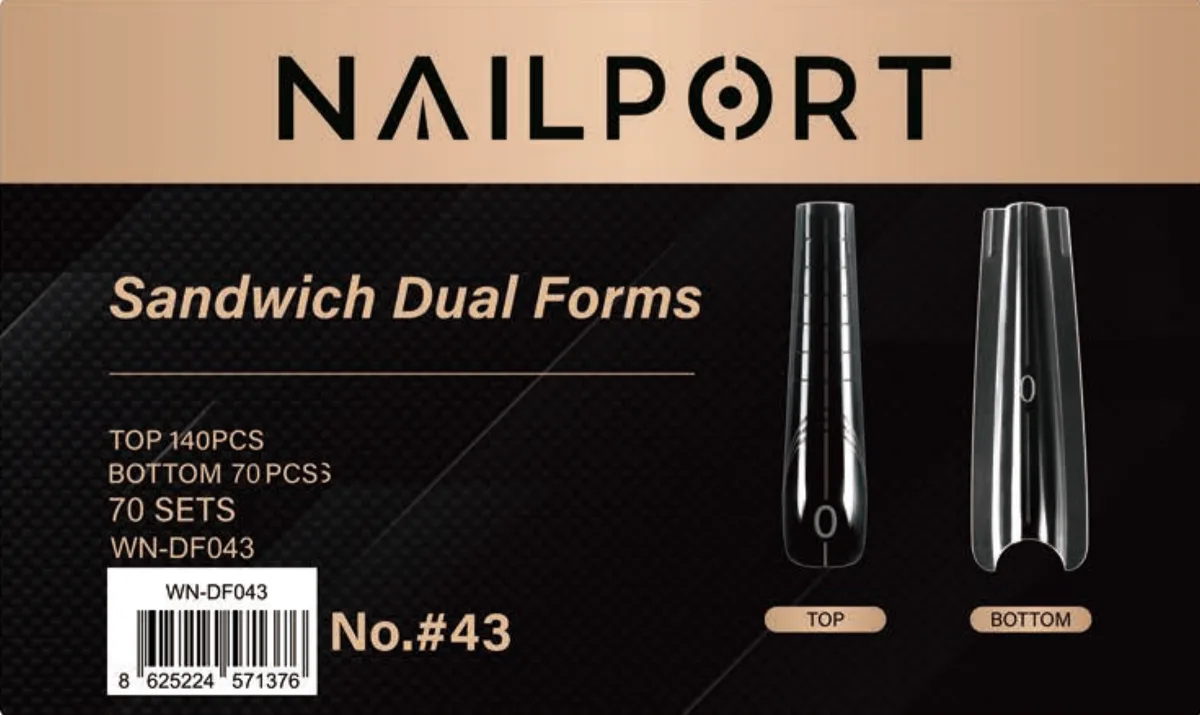 Long Balerin Protez Tırnak Sandwich Dual Üst Form Jel Polygel Acrygel - Akrijel ve Polijel İçin Dual Form Şablon 140lı WN-DF043 görsel 3
