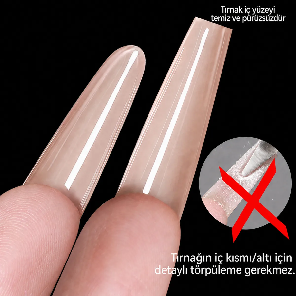 Long Balerin Protez Tırnak Sandwich Dual Üst Form Jel Polygel Acrygel - Akrijel ve Polijel İçin Dual Form Şablon 140lı WN-DF043 görsel 4