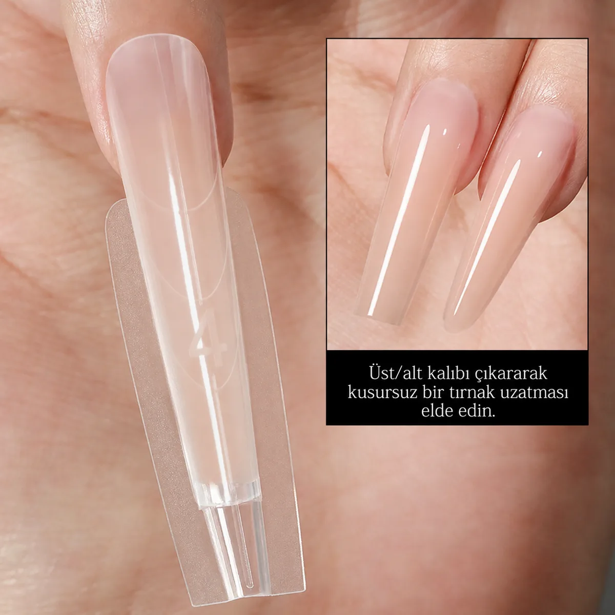 Long Balerin Protez Tırnak Sandwich Dual Üst Form Jel Polygel Acrygel - Akrijel ve Polijel İçin Dual Form Şablon 140lı WN-DF043 görsel 6