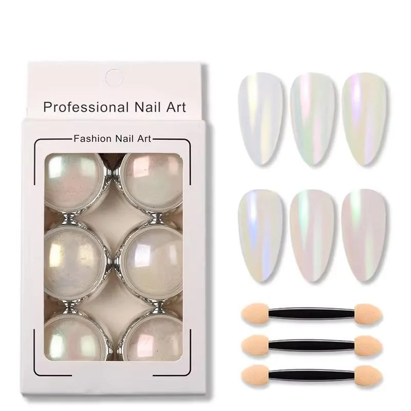Nail Art Tırnak Süsleme İnci Tozu 6lı Paket Ayna Tozu