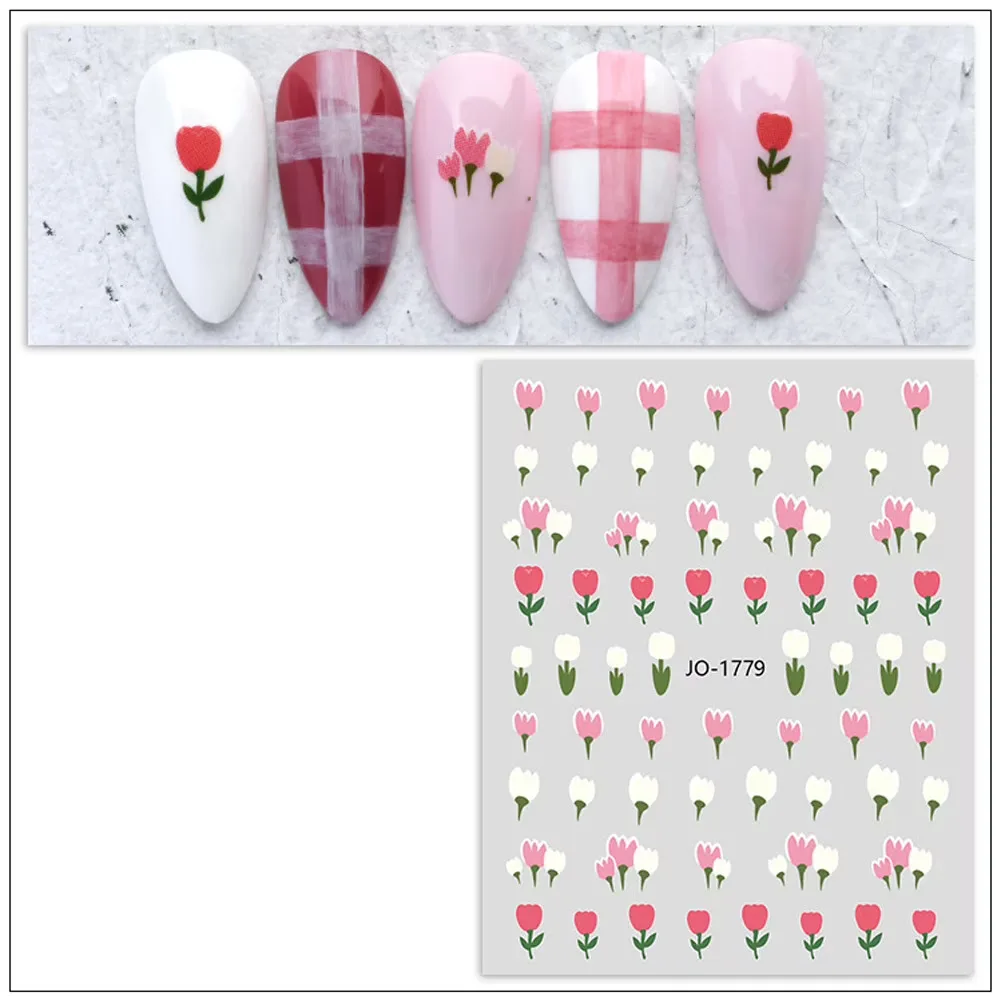 Çiçek Dizayn Tırnak Sticker Tırnak Etiketi Nail Art JO-1779 görsel 2