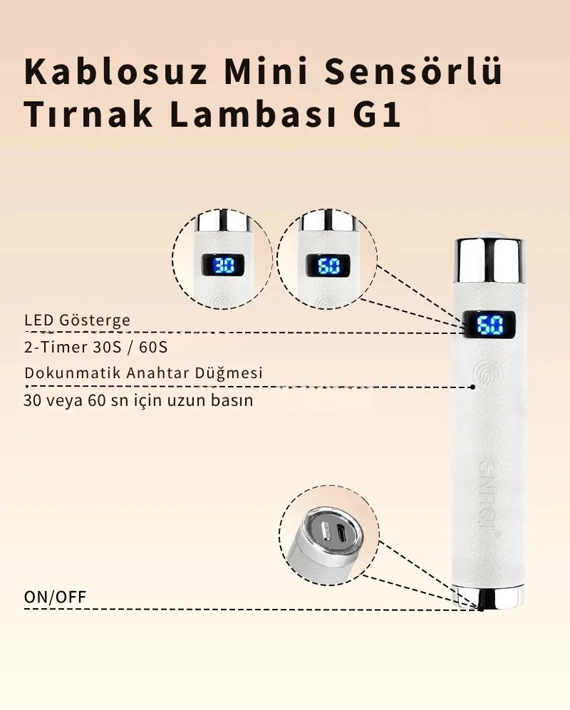 G1 Sensörlü Mini Ai Uv Led Lamba Manyetik Standlı Manikür Tırnak Kurutucu Beyaz 5w görsel 4