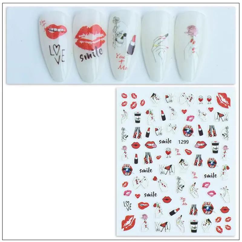 Sevgililer Günü Tırnak Sticker Tırnak Etiketi Nail Art JO-1299 görsel 2