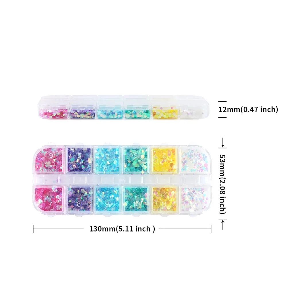 Holografik Yuvarlak Tırnak Süsleme Folyo Pulları Renkli Nail Art görsel 6