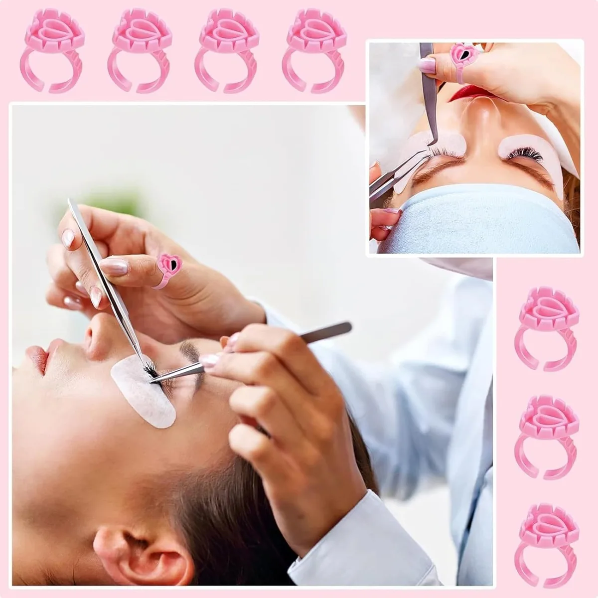 İpek Kirpik Volume Yapıştırıcı Yüzüğü Nail Art Yüzük 100lü görsel 2