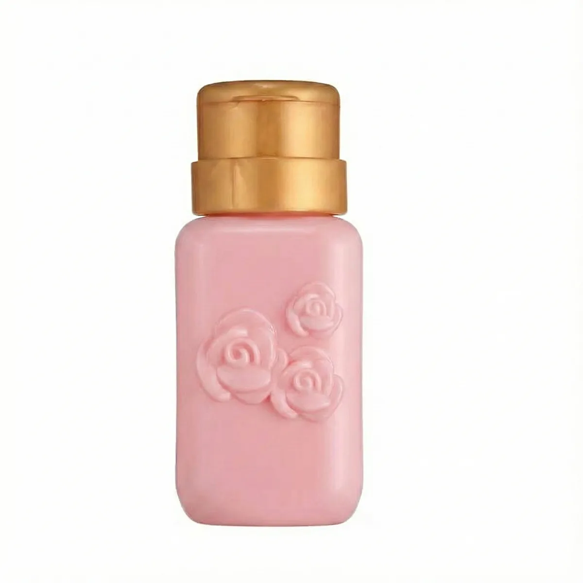 Çiçek Desenli Pompalı Sıvı Şişesi Aseton Cleanser Şişesi Pembe 200ml