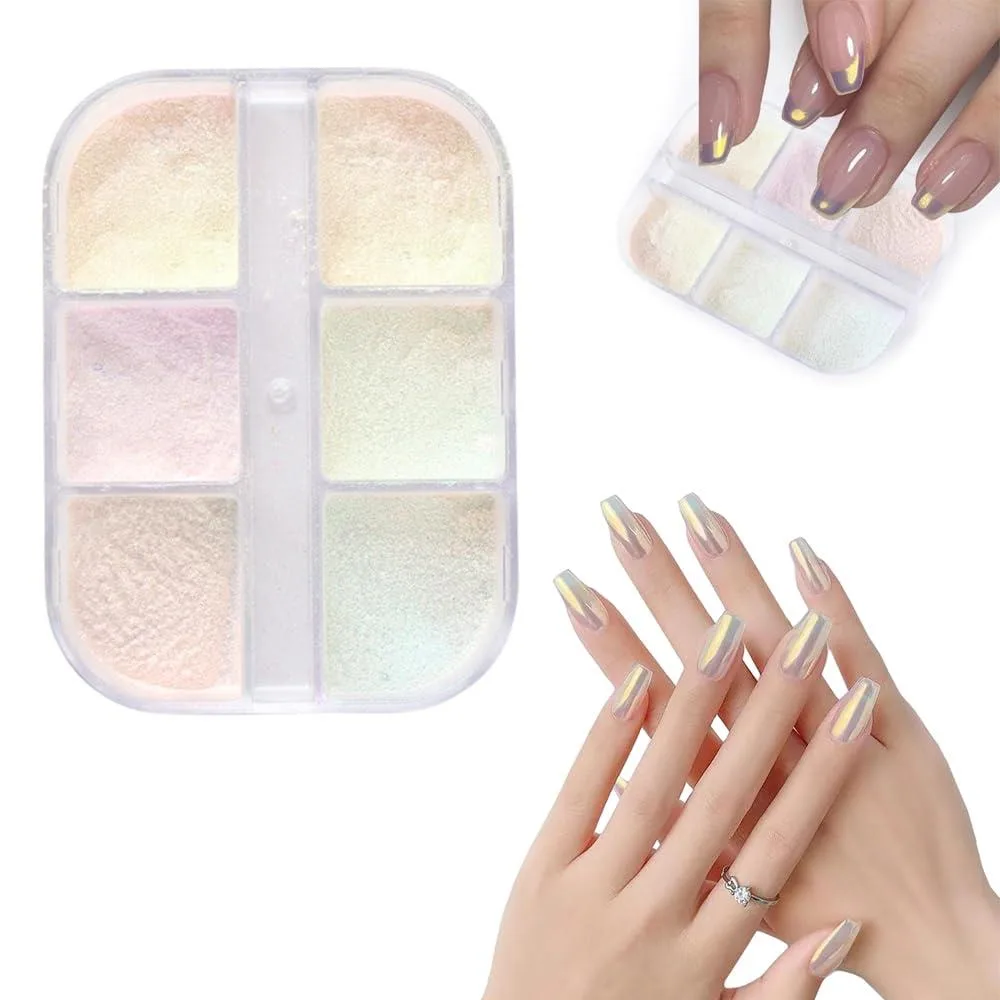Nail Art Tırnak Süsleme İnci Tozu 6lı Set Ayna Tozu