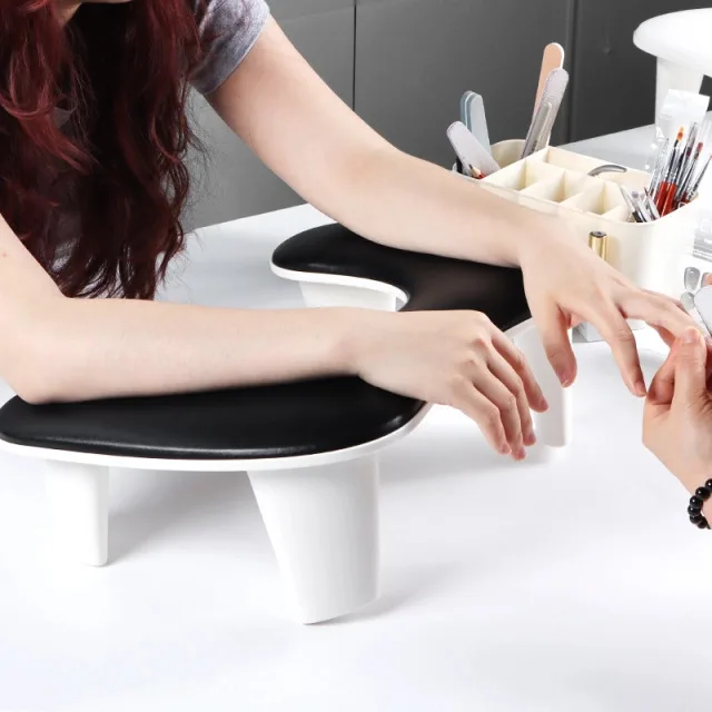 Oval U Tipi Ergonomik Manikür Sehpası Siyah Manikür Kol Desteği U1B görsel 2